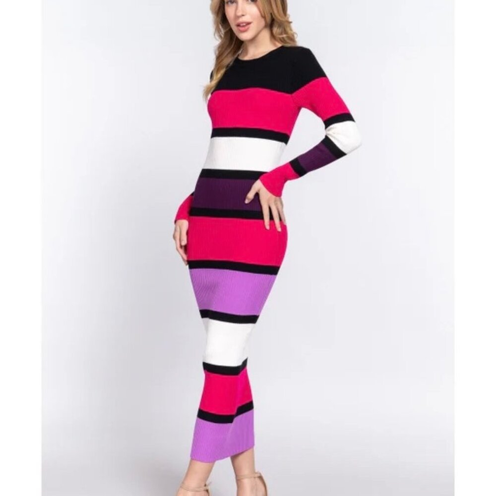 ITSSY Magenta/ Purple Sweater Long Maxi Dress